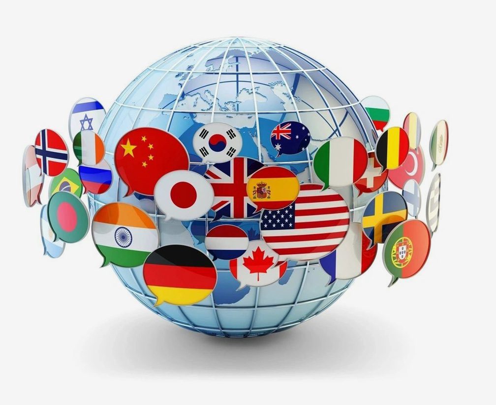 A globe with many different flags on it